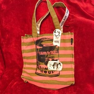 Very cool Andy Warhol shopping tote. Tomato soup coin purse attached.
